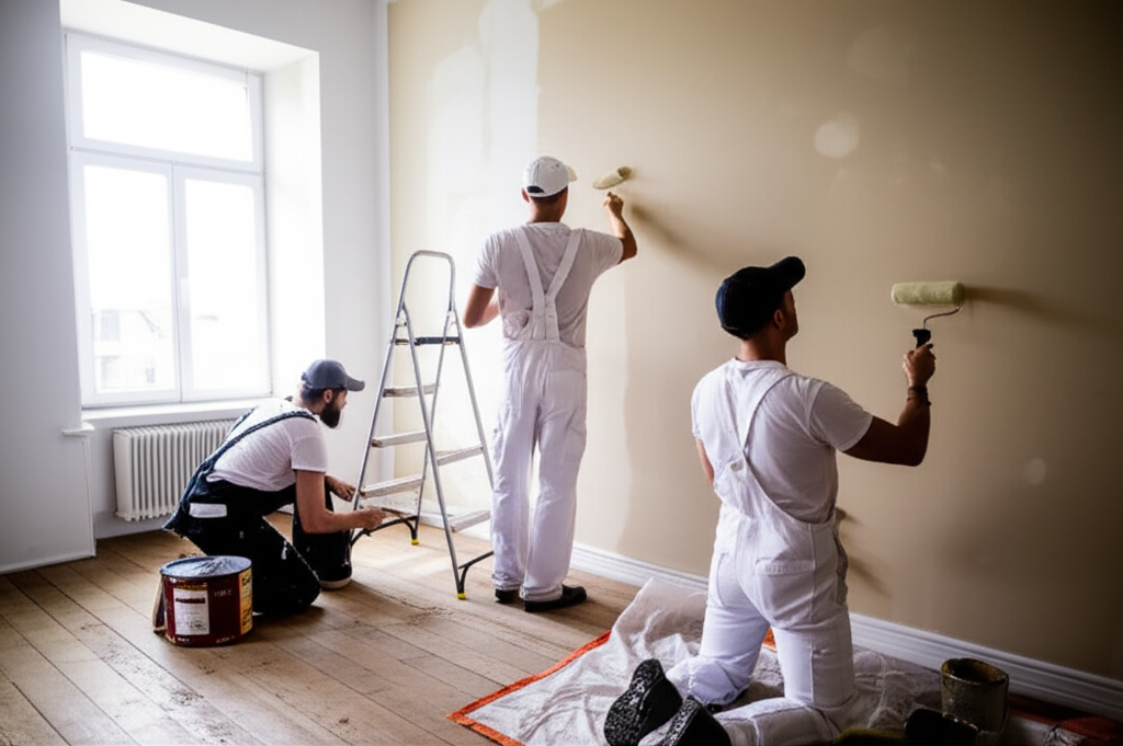 Professional painters at work